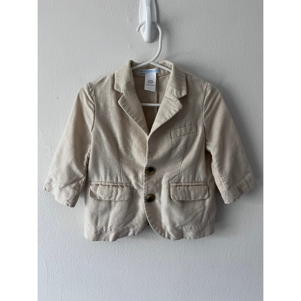 Janie and‎ Jack Linen Cotton Blazer Beige Bone Baby Formal size 6 to 12 months